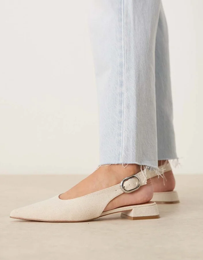ASOS DESIGN Leonora slingback ballet in natural fabrication