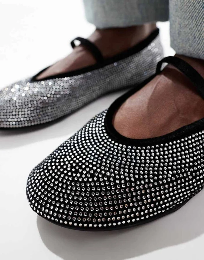 ASOS DESIGN Liberate embellished Mary Jane ballet flats in black - Image 2