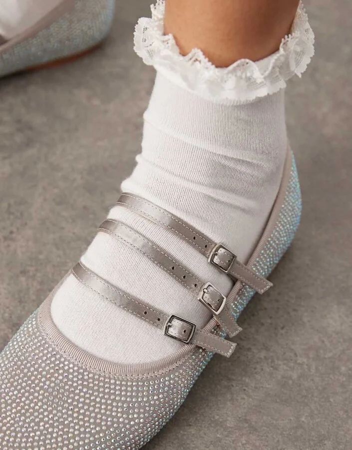 ASOS DESIGN Libra embellished Mary Janes in Gray - Image 2