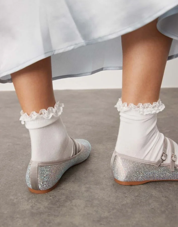 ASOS DESIGN Libra embellished Mary Janes in Gray - Image 4