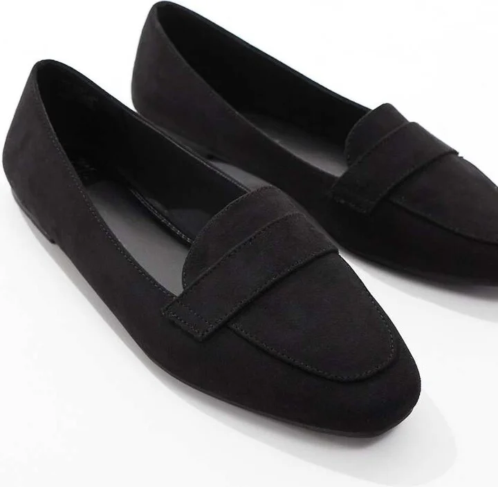 ASOS DESIGN Lilie loafer ballet flats in black suedette - Image 2