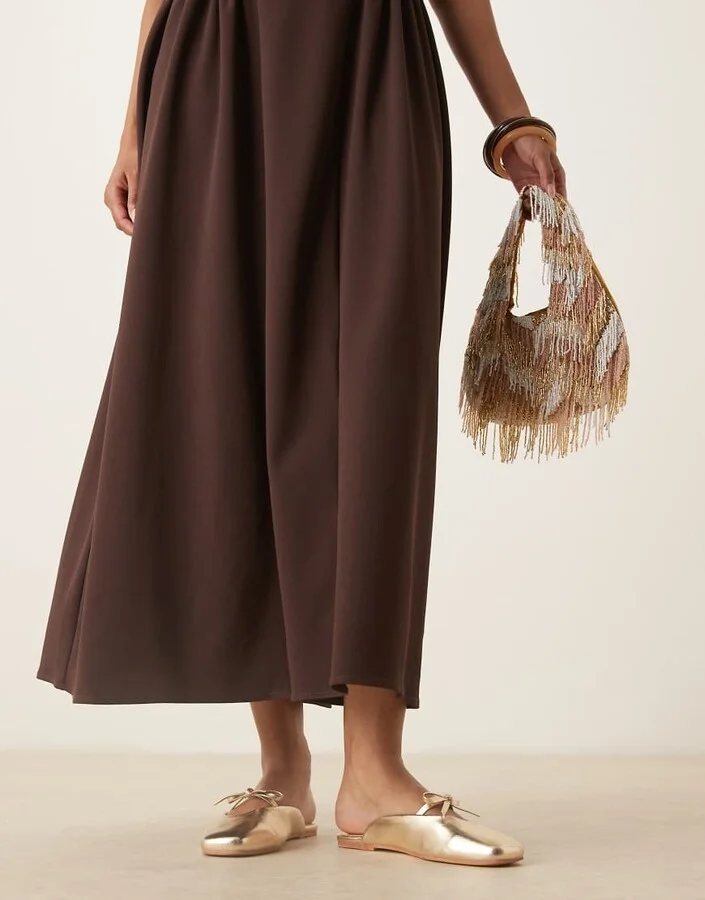 ASOS DESIGN Lilo bow mule ballet flats in gold - Image 4