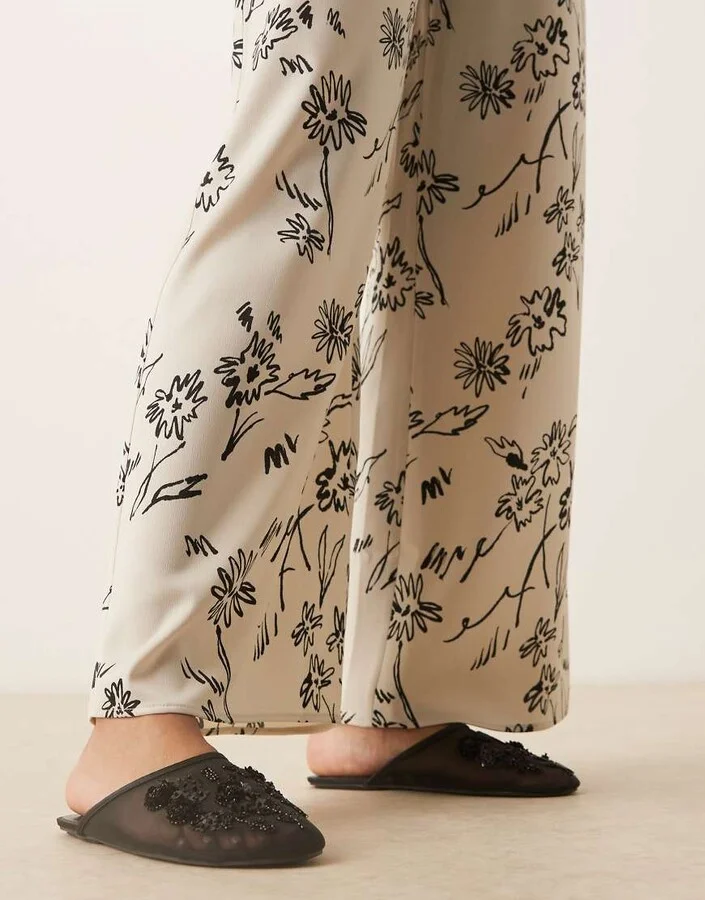 ASOS DESIGN Lilyana embellished mule ballet flats in black mesh - Image 3