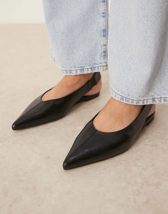 ASOS DESIGN Linford slingback ballet flats in black - Image 3