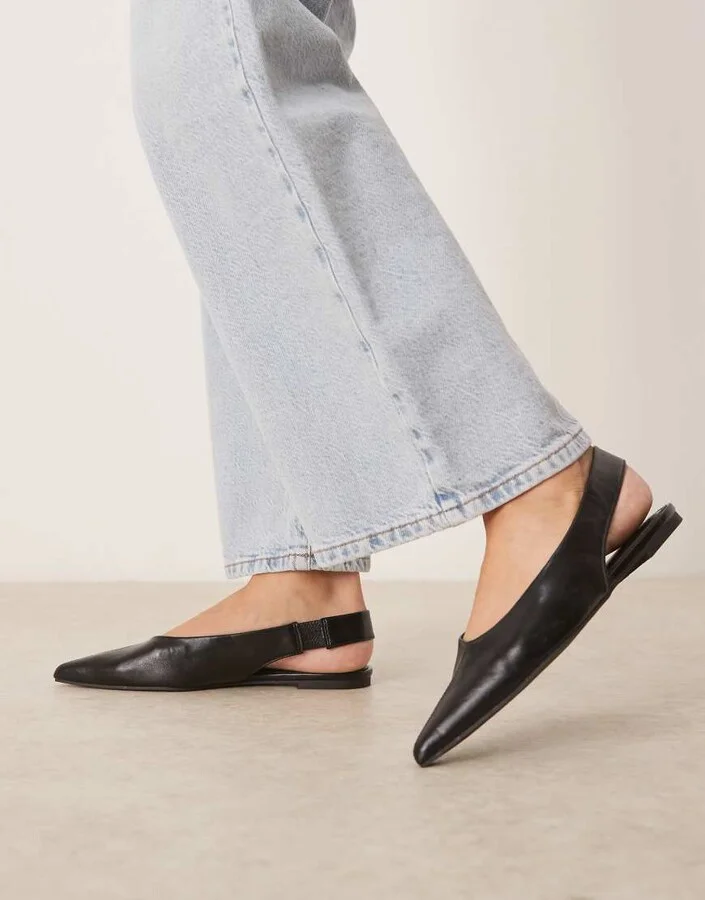 ASOS DESIGN Linford slingback ballet flats in black - Image 4