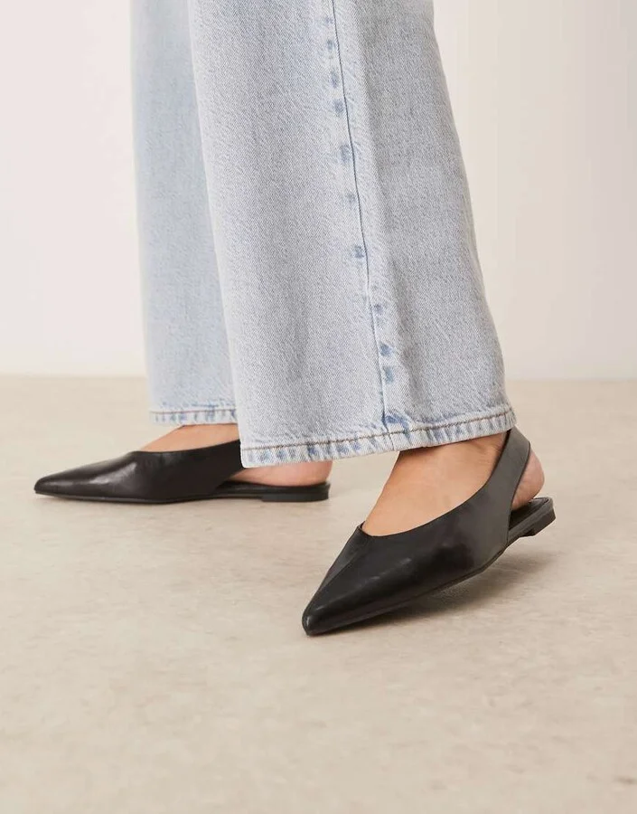ASOS DESIGN Linford slingback ballet flats in black
