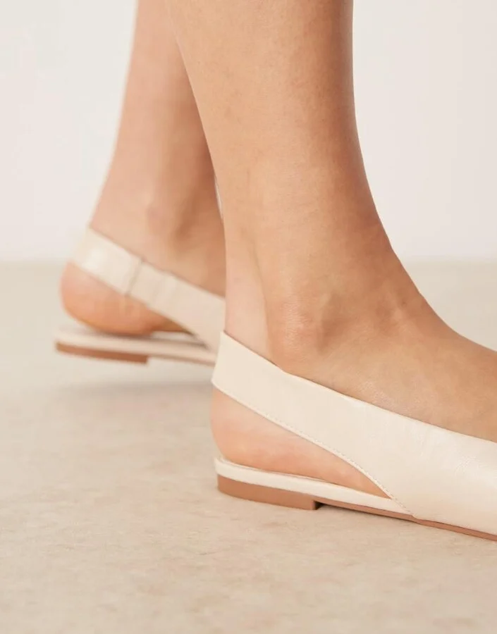 ASOS DESIGN Linford slingback ballet flats in off white - Image 3