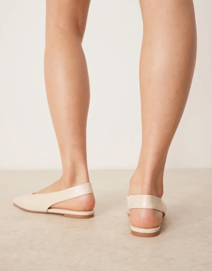ASOS DESIGN Linford slingback ballet flats in off white - Image 4