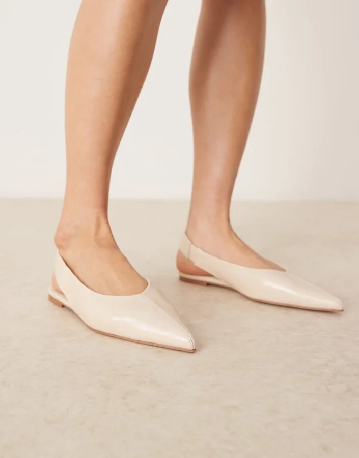 ASOS DESIGN Linford slingback ballet flats in off white