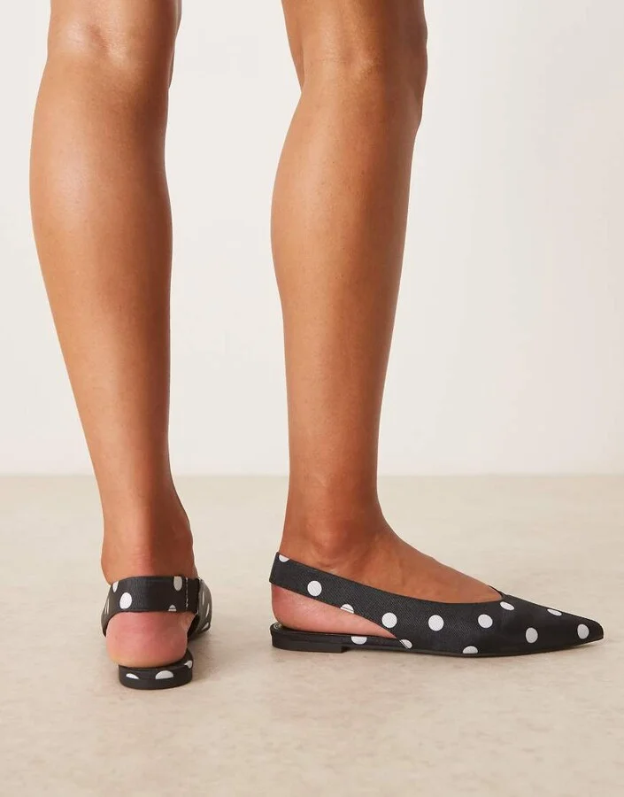 ASOS DESIGN Linford slingback ballet flats in polka dot - Image 2