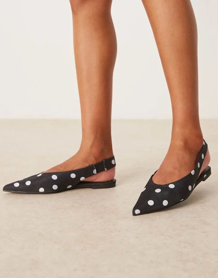 ASOS DESIGN Linford slingback ballet flats in polka dot