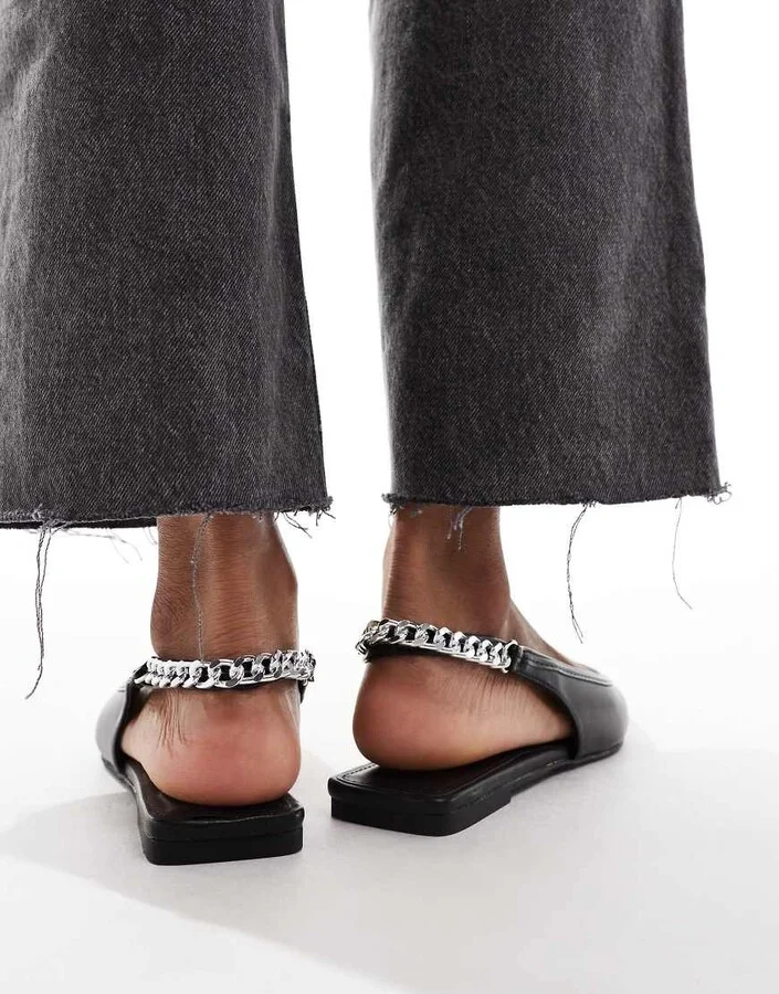 ASOS DESIGN Link sling back ballet flat in black - Image 2