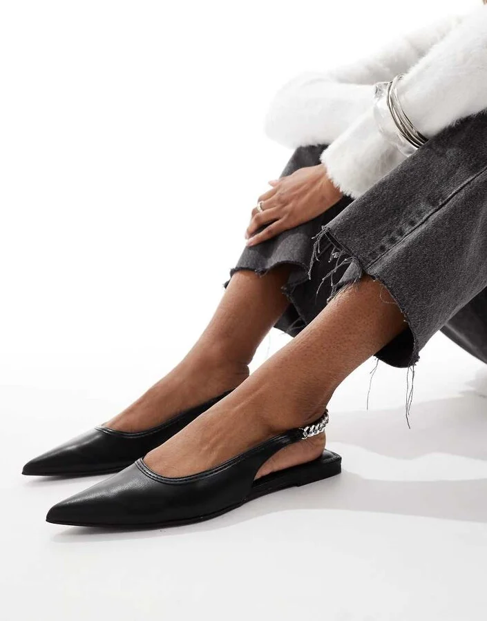 ASOS DESIGN Link sling back ballet flat in black