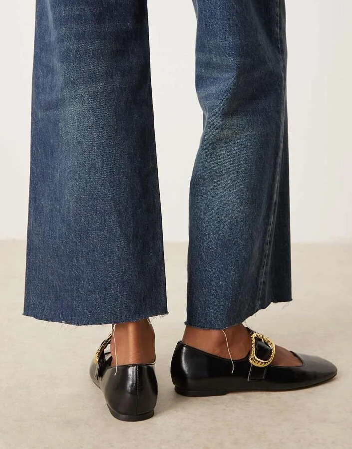 ASOS DESIGN Linton square toe mary jane ballet flats in black - Image 2