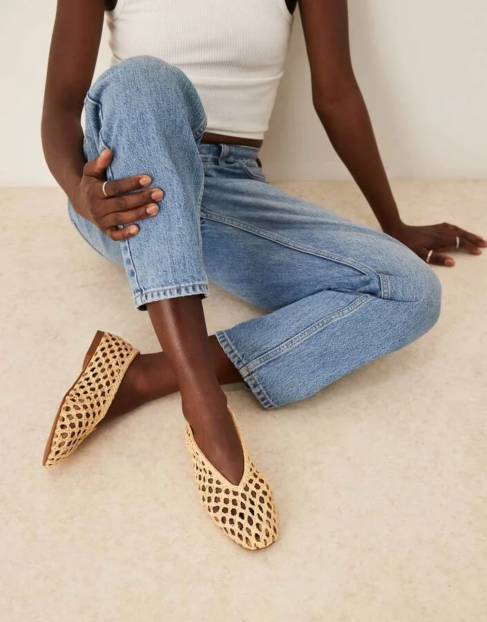 ASOS DESIGN Linus clean ballet flats in natural weave - Image 2