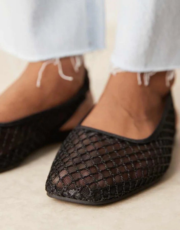ASOS DESIGN Lisse round-toe slingback ballet in black weave - Image 4