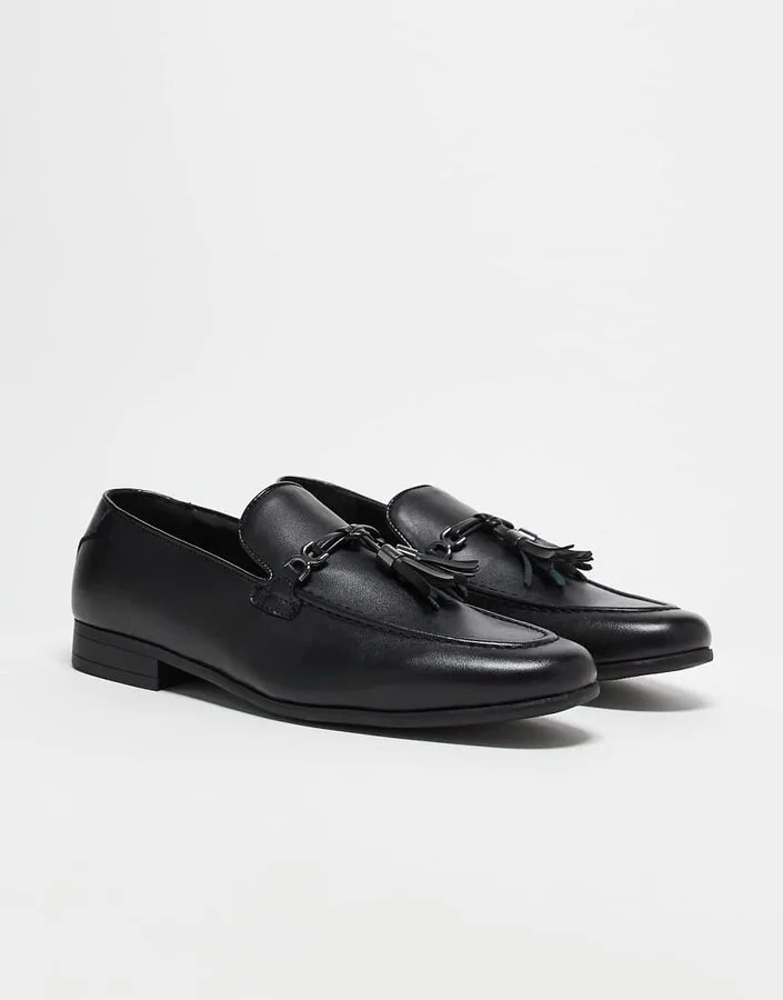 ASOS DESIGN loafers in black faux leather with tassel detail - Image 2