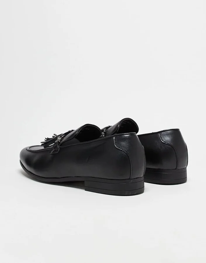 ASOS DESIGN loafers in black faux leather with tassel detail - Image 4