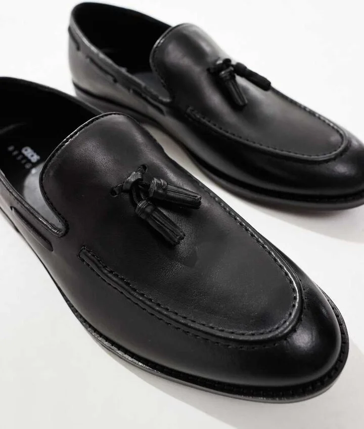 ASOS DESIGN loafers in black leather with tassel - Image 2