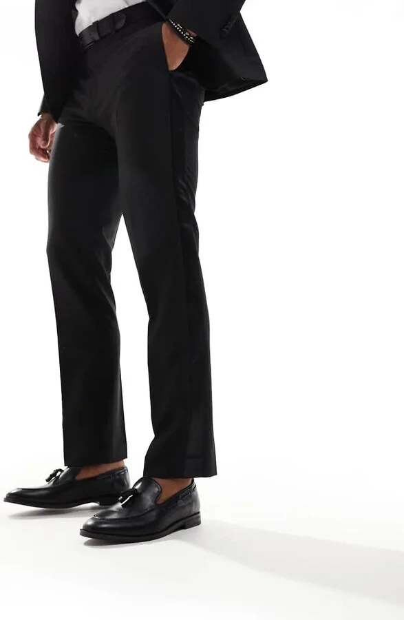 ASOS DESIGN loafers in black leather with tassel - Image 3