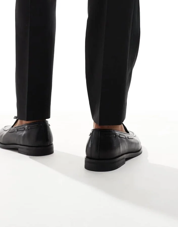 ASOS DESIGN loafers in black leather with tassel - Image 4