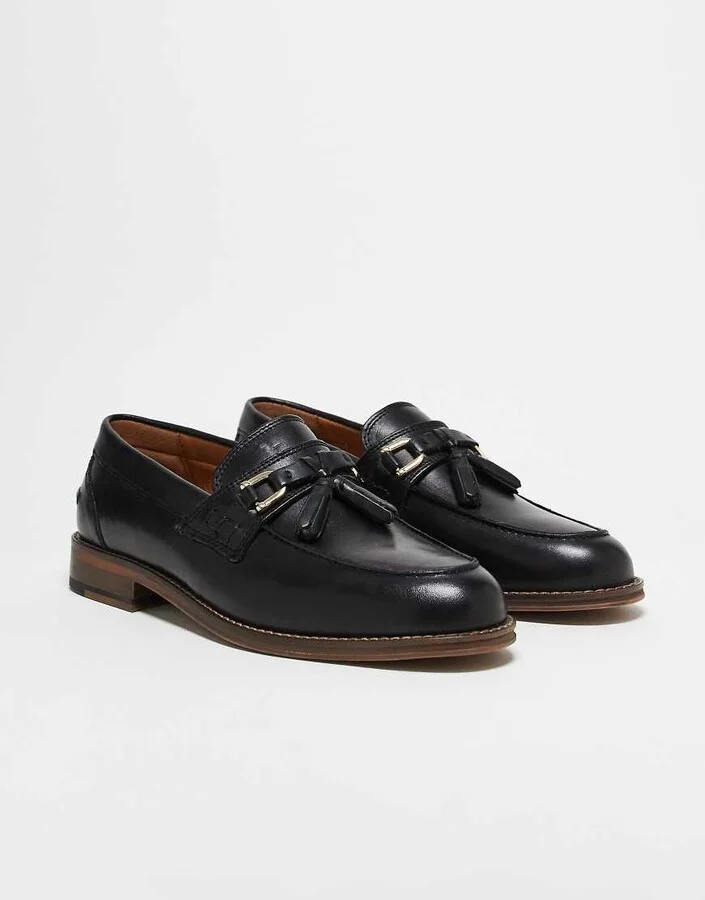 ASOS DESIGN loafers in black leather with tassel - Image 2
