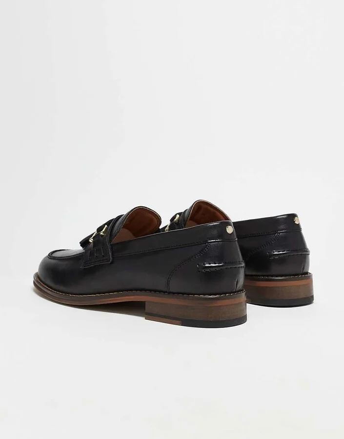 ASOS DESIGN loafers in black leather with tassel - Image 4