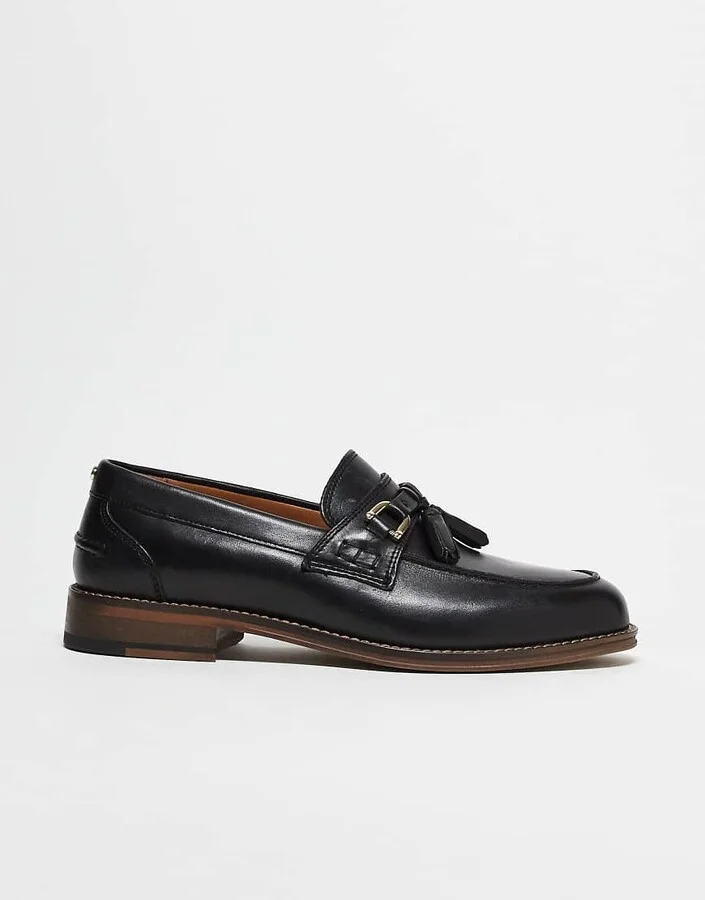 ASOS DESIGN loafers in black leather with tassel
