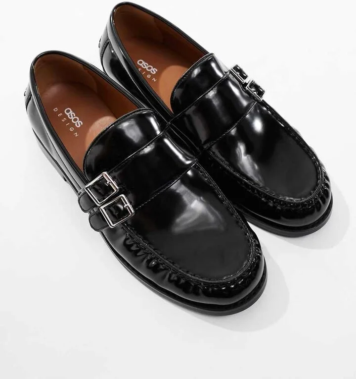 ASOS DESIGN loafers in black with buckle - Image 2