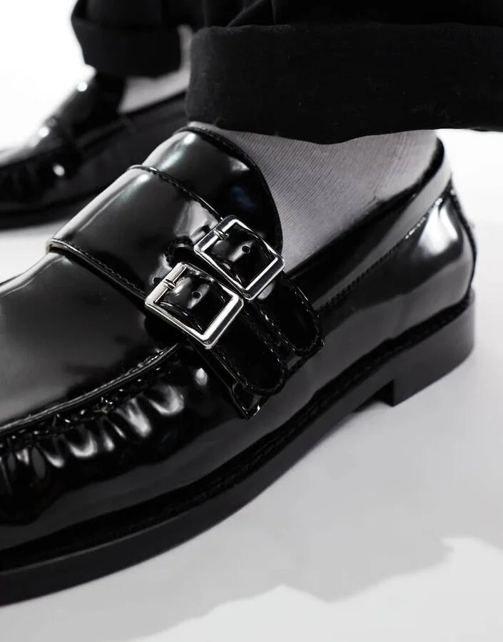 ASOS DESIGN loafers in black with buckle - Image 4