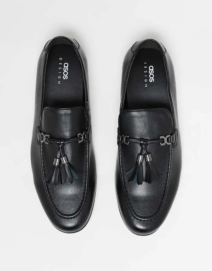 ASOS DESIGN loafers in black with tassel detail - Image 3