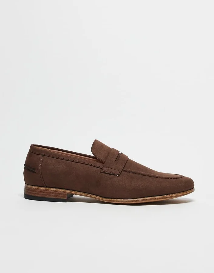 ASOS DESIGN loafers in brown faux suede with natural sole - Image 2