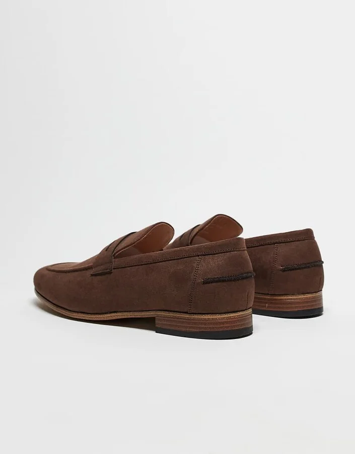 ASOS DESIGN loafers in brown faux suede with natural sole - Image 4