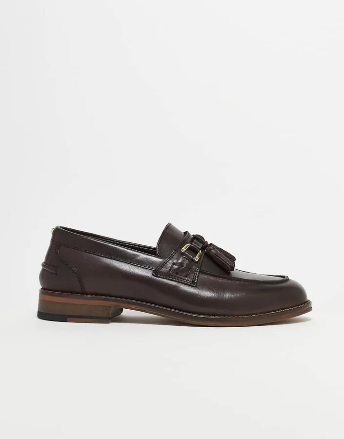 ASOS DESIGN loafers in brown leather with tassel - Image 2