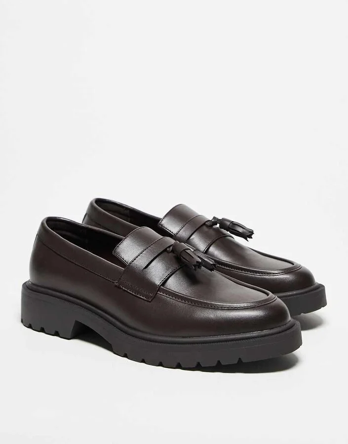 ASOS DESIGN loafers in brown with tassel - Image 2