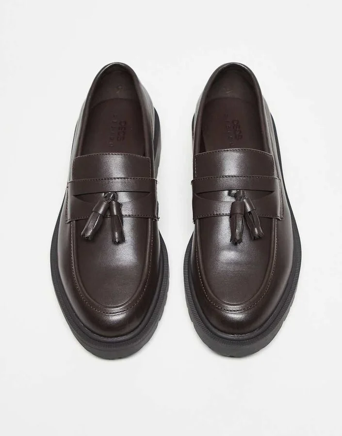 ASOS DESIGN loafers in brown with tassel - Image 3