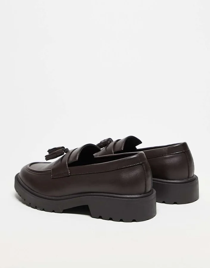 ASOS DESIGN loafers in brown with tassel - Image 4