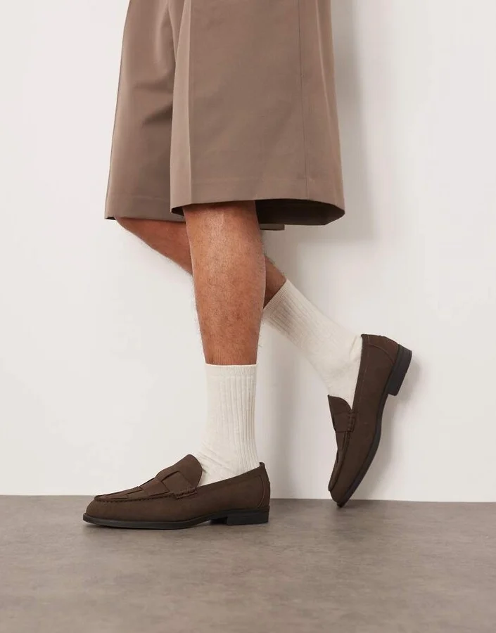 ASOS DESIGN loafers in brown with weave detail - Image 2