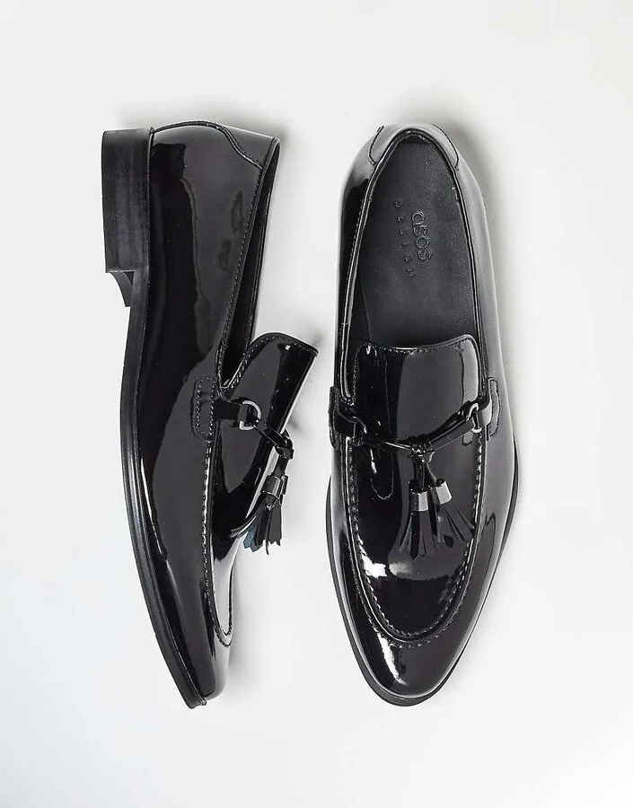ASOS DESIGN loafers in patent with tassel - Image 2