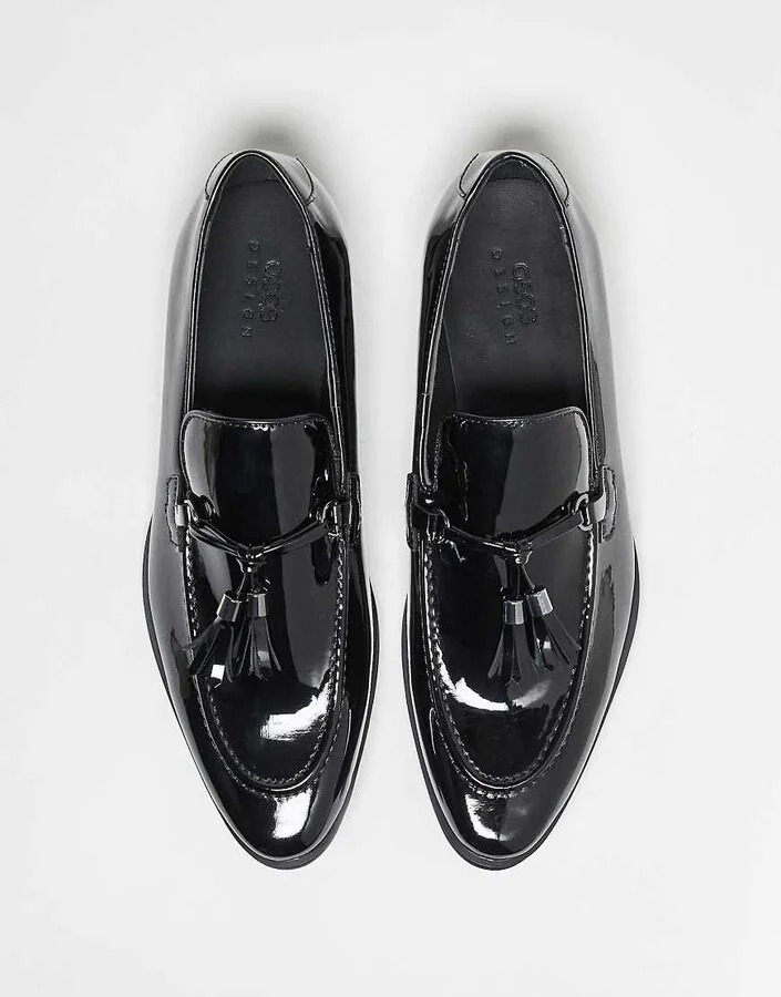 ASOS DESIGN loafers in patent with tassel - Image 4