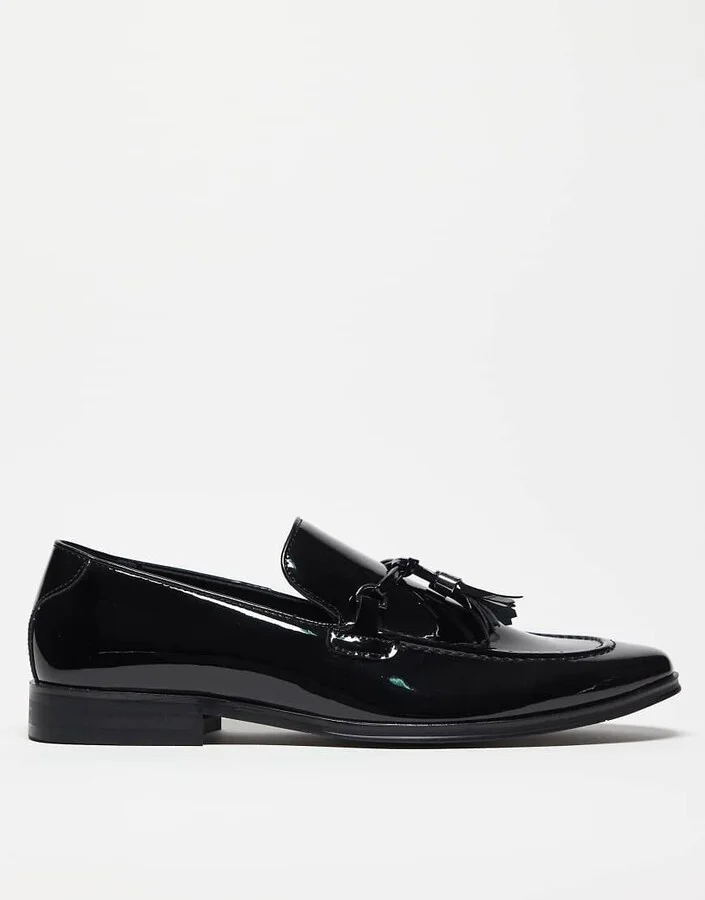 ASOS DESIGN loafers in patent with tassel