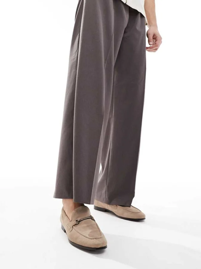 ASOS DESIGN loafers in stone suede with snaffle - Image 3