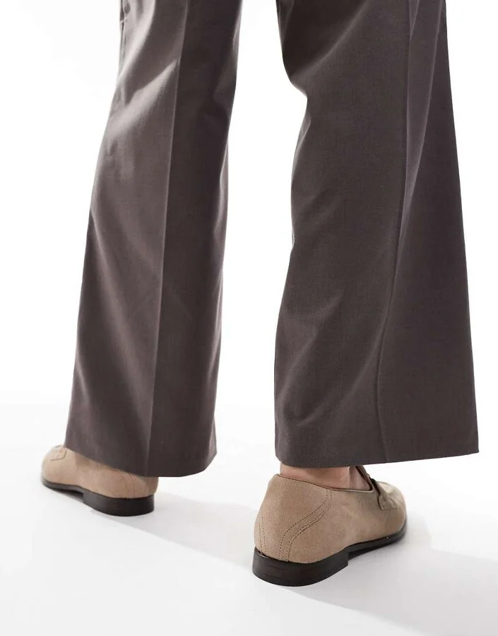 ASOS DESIGN loafers in stone suede with snaffle - Image 4