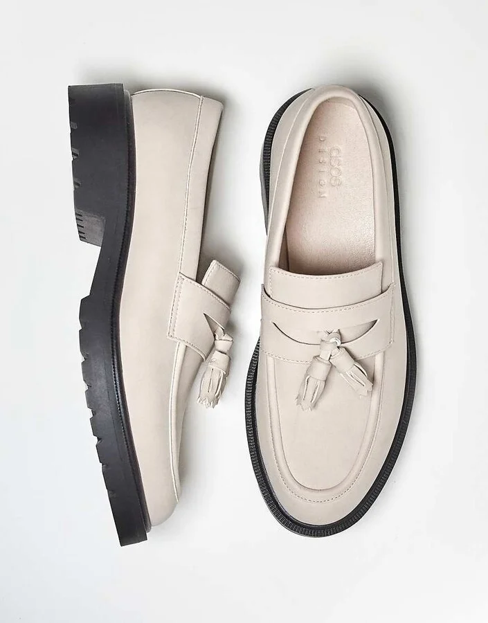 ASOS DESIGN loafers in stone with tassel - Image 2