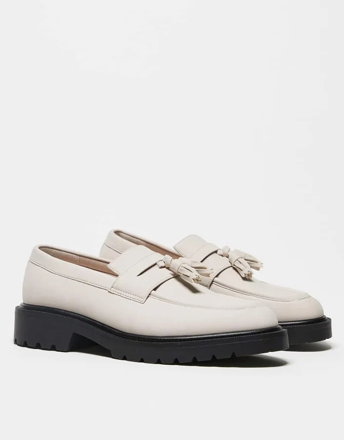 ASOS DESIGN loafers in stone with tassel - Image 3