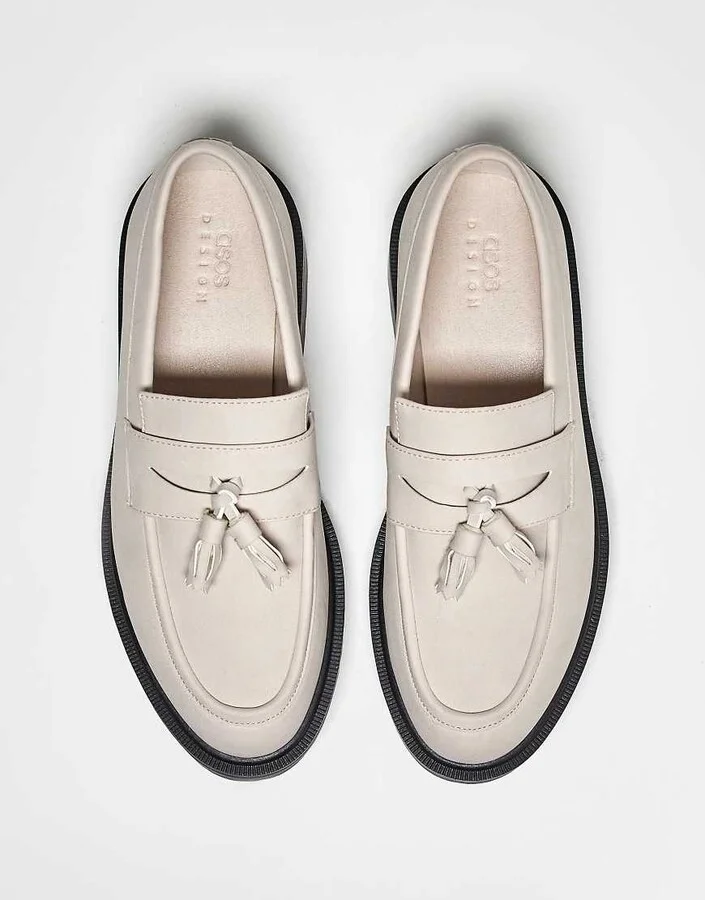 ASOS DESIGN loafers in stone with tassel - Image 4