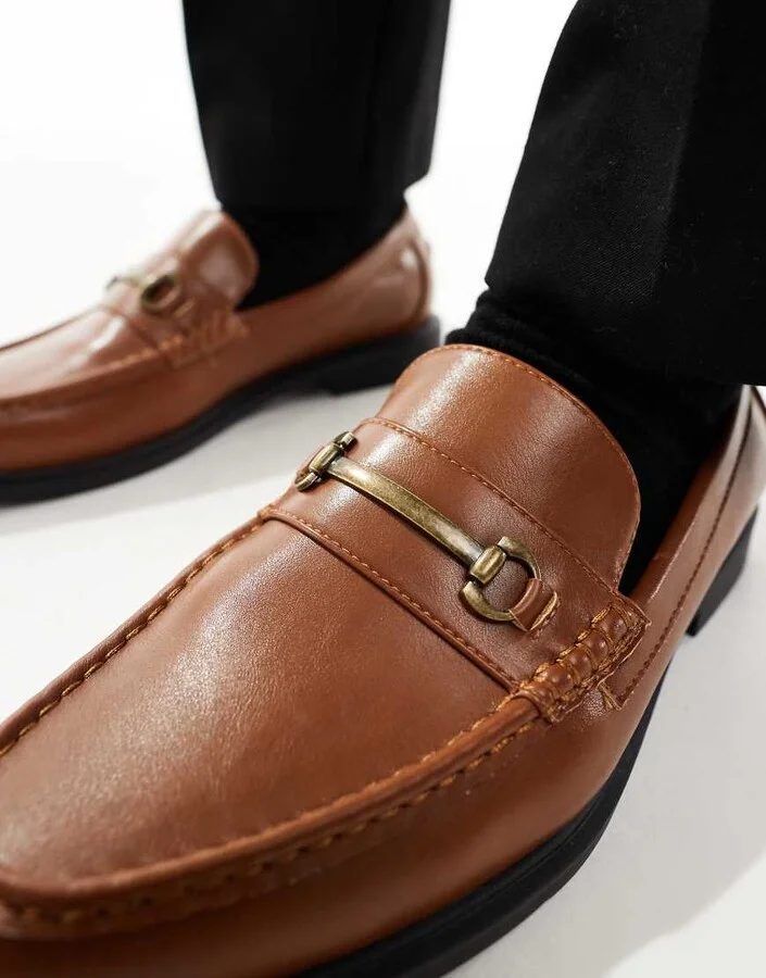 ASOS DESIGN loafers in tan with snaffles - Image 2