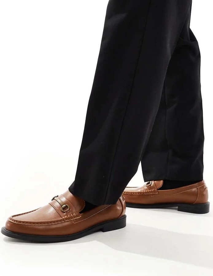 ASOS DESIGN loafers in tan with snaffles - Image 4