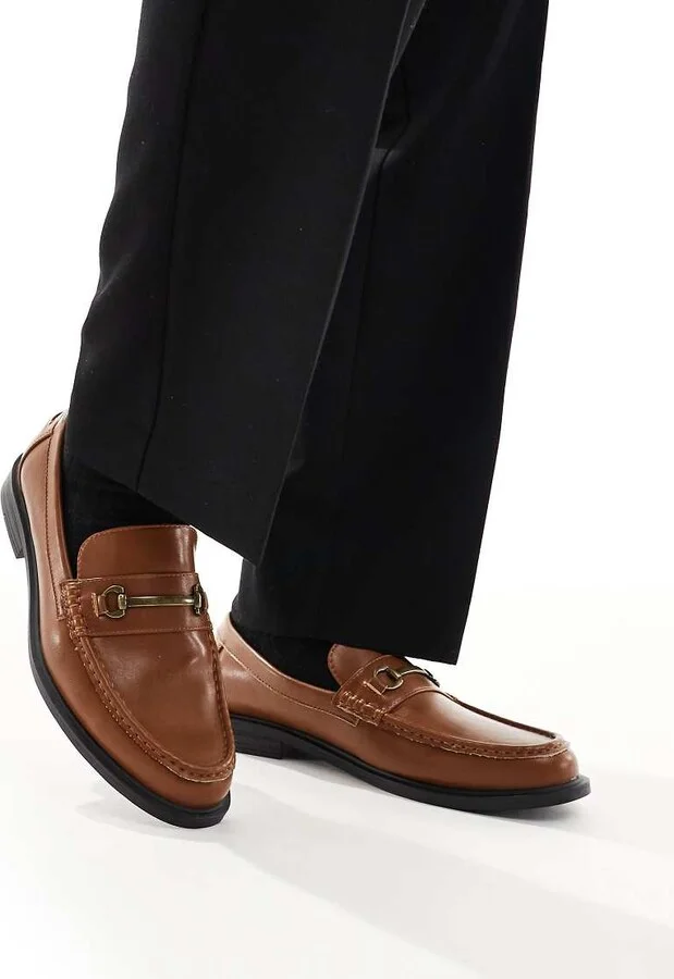 ASOS DESIGN loafers in tan with snaffles