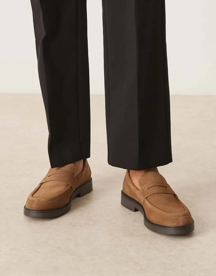 ASOS DESIGN loafers in taupe suede - Image 3